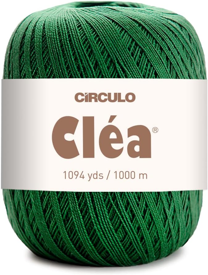 CRCULO Circulo Clea Yarn – Crochet Thread Fine Size 10-8/2 Perfect for Weaving - 100% Mercerized Brazilian Cotton (Pack of 1 Ball) – 5.3 oz, 1094 yds - Color: Moss - 5398 - Image 1